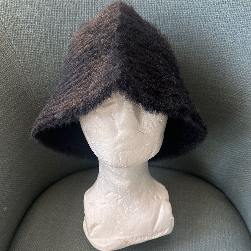 Fabi Italian Black Angora Bucket Hat 30
